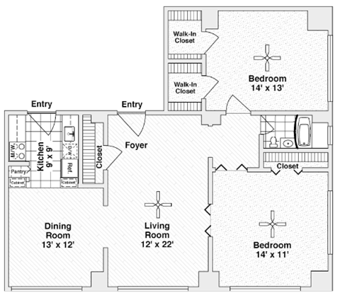 Westmoreland 1015 Floor Plan with 1015 Sq. Ft. at 275 on the Park, Missouri
